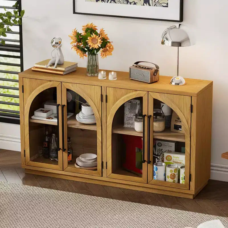 Madia/Credenza grande Whisen a 4 ante con ante in vetro per riporre oggetti