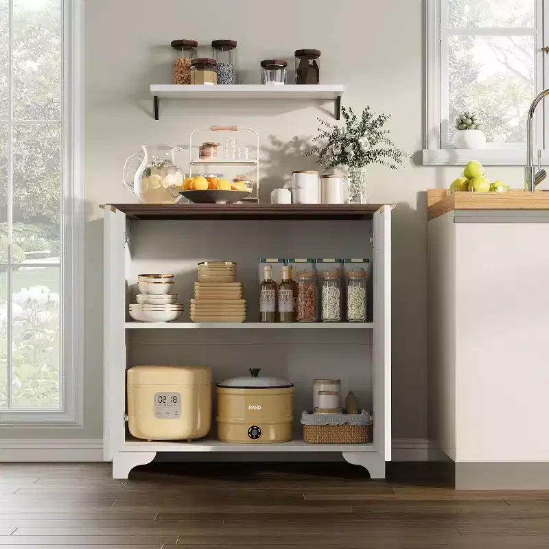 Acekool Mobile Buffet da Fattoria Ante Scanalate e Ripiani Regolabili per Cucina, Sala da Pranzo e Soggiorno (Rovere Naturale)