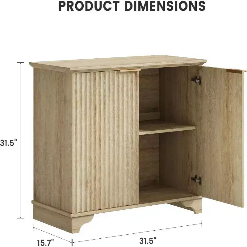 Acekool Mobile Buffet da Fattoria Ante Scanalate e Ripiani Regolabili per Cucina, Sala da Pranzo e Soggiorno (Rovere Naturale)