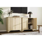 Acekool Mobile Buffet da Fattoria Ante Scanalate e Ripiani Regolabili per Cucina, Sala da Pranzo e Soggiorno (Rovere Naturale)