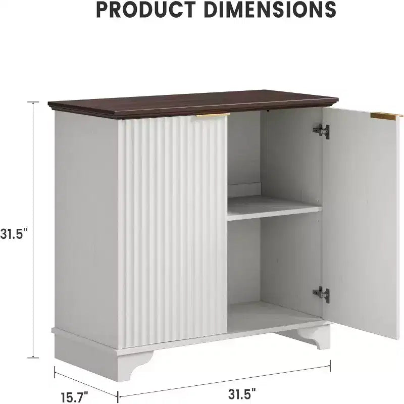 Acekool Mobile Buffet da Fattoria Ante Scanalate e Ripiani Regolabili per Cucina, Sala da Pranzo e Soggiorno (Rovere Naturale)