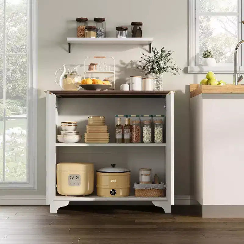 Acekool Mobile Buffet da Fattoria Ante Scanalate e Ripiani Regolabili per Cucina, Sala da Pranzo e Soggiorno (Rovere Naturale)