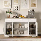 Acekool 55 Madia da Cucina Stile Fattoria Ampio Contenitore con Cassetti per Cucina, Sala da Pranzo e Soggiorno (Bianco/Nero)