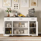 Acekool 55 Madia da Cucina Stile Fattoria Ampio Contenitore con Cassetti per Cucina, Sala da Pranzo e Soggiorno (Bianco/Nero)