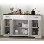 Acekool 55 Madia da Cucina Stile Fattoria Ampio Contenitore con Cassetti per Cucina, Sala da Pranzo e Soggiorno (Bianco/Nero)