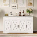 Acekool 55 Farmhouse Buffet Cabinet  Spacious Storage with Drawers for Kitchen, Dining & Living Room (White/Black)