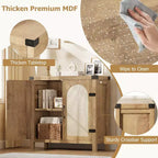 Madia in Rattan con Ante e Ripiani, Madia in MDF, Madia in Legno, Mobiletto Bar Boho in Legno per Sala da Pranzo, Soggiorno, Naturale