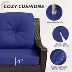 Set di mobili da giardino in vimini a 5 pezzi EAGLE PEAK Azure Bay, divano e sedie con pouf