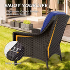 Set di mobili da giardino in vimini a 5 pezzi EAGLE PEAK Azure Bay, divano e sedie con pouf