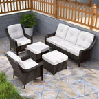 Set di mobili da giardino in vimini a 5 pezzi EAGLE PEAK Azure Bay, divano e sedie con pouf