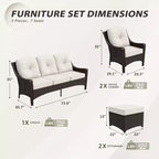 Set di mobili da giardino in vimini a 5 pezzi EAGLE PEAK Azure Bay, divano e sedie con pouf