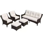 Set di mobili da giardino in vimini a 5 pezzi EAGLE PEAK Azure Bay, divano e sedie con pouf