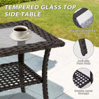 EAGLE PEAK Azure Bay Ensemble de mobilier de jardin en osier 6 pièces, canapé et fauteuils à bascule avec poufs et table d'appoint
