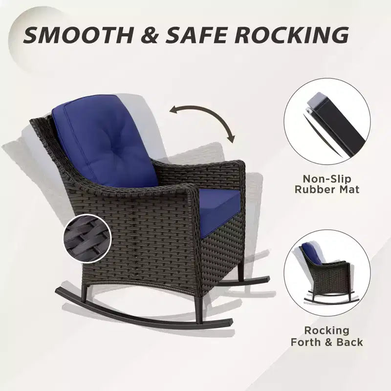 EAGLE PEAK Azure Bay Ensemble de mobilier de jardin en osier 6 pièces, canapé et fauteuils à bascule avec poufs et table d'appoint