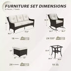 EAGLE PEAK Azure Bay Ensemble de mobilier de jardin en osier 6 pièces, canapé et fauteuils à bascule avec poufs et table d'appoint