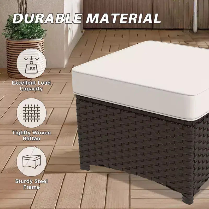 EAGLE PEAK Azure Bay Ensemble de mobilier de jardin en osier 6 pièces, canapé et fauteuils à bascule avec poufs et table d'appoint