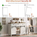 Credenza a buffet rustica con anta scorrevole a fienile e cassetto, ripiano regolabile e portabottiglie rimovibile