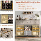 Credenza a buffet rustica con anta scorrevole a fienile e cassetto, ripiano regolabile e portabottiglie rimovibile