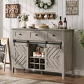 Credenza a buffet rustica con anta scorrevole a fienile e cassetto, ripiano regolabile e portabottiglie rimovibile