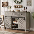 Credenza a buffet rustica con anta scorrevole a fienile e cassetto, ripiano regolabile e portabottiglie rimovibile