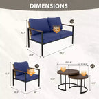 EAGLE PEAK Collection Sunset Dune Ensemble de mobilier d'extérieur moderne, Ensemble de conversation 5 pièces en osier avec coussins