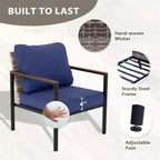 EAGLE PEAK Collection Sunset Dune Ensemble de mobilier d'extérieur moderne, Ensemble de conversation 5 pièces en osier avec coussins
