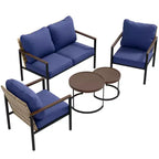 EAGLE PEAK Collection Sunset Dune Ensemble de mobilier d'extérieur moderne, Ensemble de conversation 5 pièces en osier avec coussins