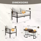 EAGLE PEAK Collection Sunset Dune Ensemble de mobilier d'extérieur moderne, Ensemble de conversation 5 pièces en osier avec coussins