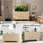 Meuble de bar à café avec 3 tiroirs et 2 portes, buffet de salle à manger avec rangement, étagère réglable, console en bois naturel, pour salle à manger