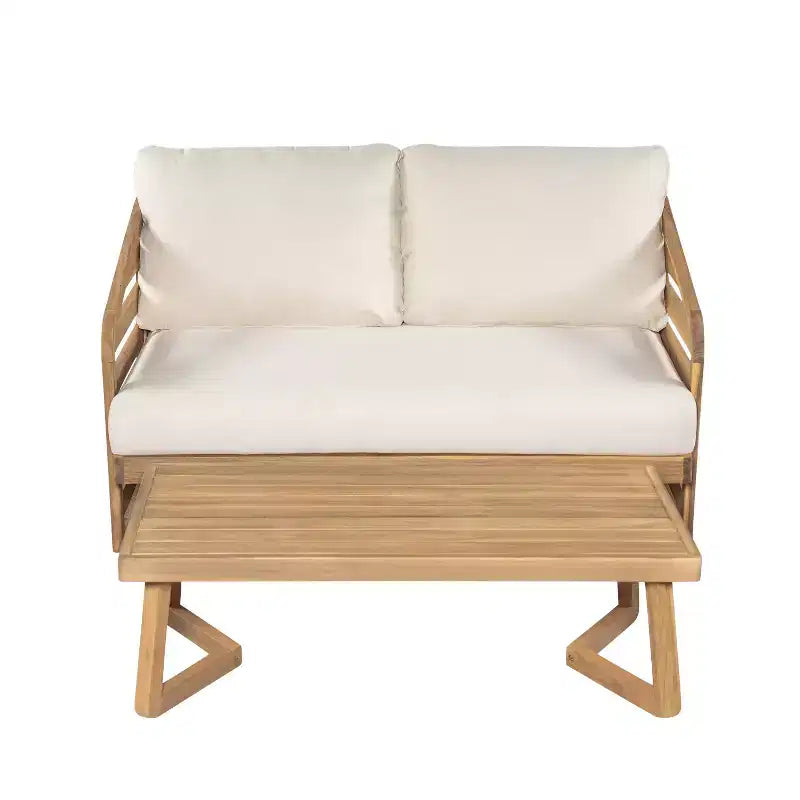 Christopher Knight Home Yantic Set da Salotto Moderno da Esterno con Divanetto e Tavolino da Caffè in Legno di Acacia con Cuscini Idrorepellenti