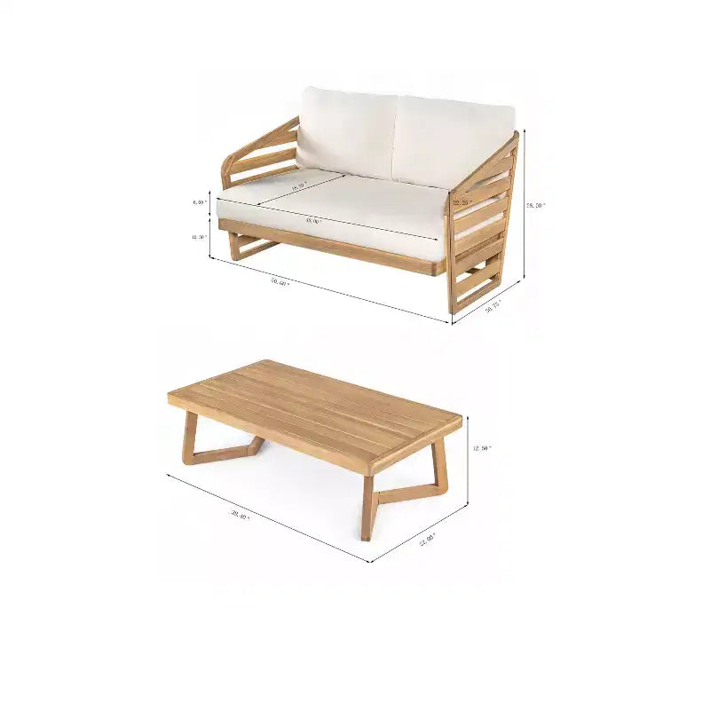 Christopher Knight Home Yantic Set da Salotto Moderno da Esterno con Divanetto e Tavolino da Caffè in Legno di Acacia con Cuscini Idrorepellenti