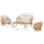 Christopher Knight Home Yantic Set da conversazione moderno da esterno a 4 pezzi in legno di acacia con cuscini resistenti all'acqua
