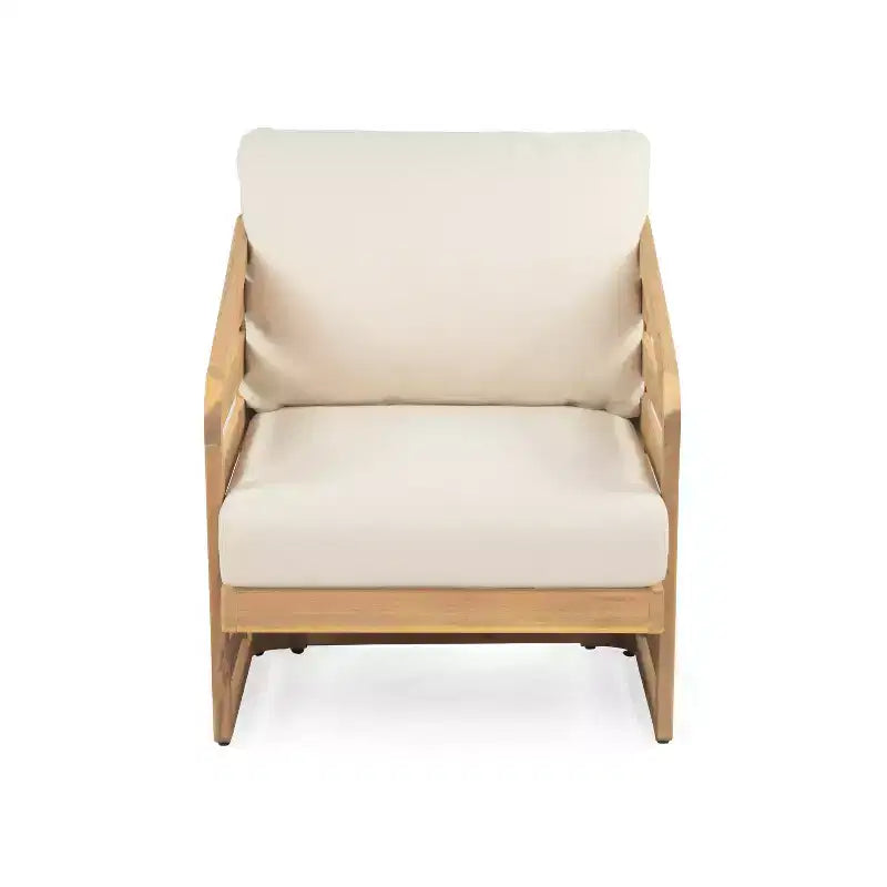 Christopher Knight Home Yantic Set da conversazione moderno da esterno a 4 pezzi in legno di acacia con cuscini resistenti all'acqua