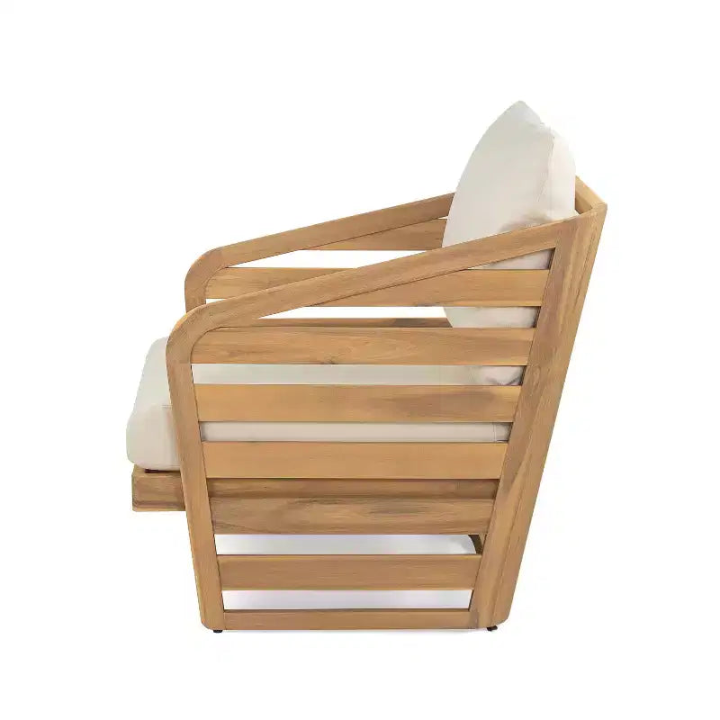 Christopher Knight Home Yantic Set da conversazione moderno da esterno a 4 pezzi in legno di acacia con cuscini resistenti all'acqua