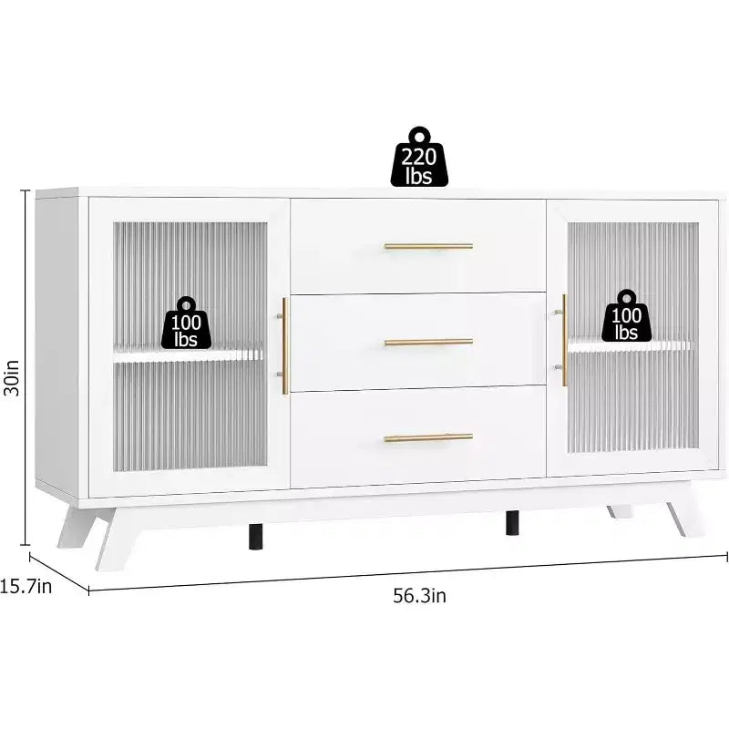Mobiletto Bar Coffer con 2 Ante in Vetro Scanalato