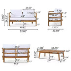 Christopher Knight Home Aggie Salon de jardin 4 places en bois d'acacia avec coussins, teck/blanc