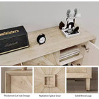 Madia Nera da 60 Pollici con Contenitore, Mobile Contenitore Moderno in Legno con 4 Ante e Maniglia con Design Quadrato