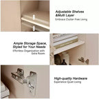 Madia Nera da 60 Pollici con Contenitore, Mobile Contenitore Moderno in Legno con 4 Ante e Maniglia con Design Quadrato