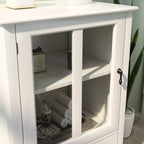 Meuble de cuisine Okak à 2 portes vitrées avec poignée cloche unique, buffet avec 2 étagères et tiroir