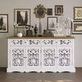 Famapy White Decorative Cabinet Sideboard Accent Cabinet with Hollow Relief - Patterned Doors Bookshelf