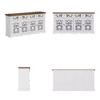 Famapy Meuble d'appoint décoratif blanc avec motifs ajourés - Bibliothèque à portes sculptées