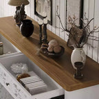 Famapy Meuble d'appoint décoratif blanc avec motifs ajourés - Bibliothèque à portes sculptées