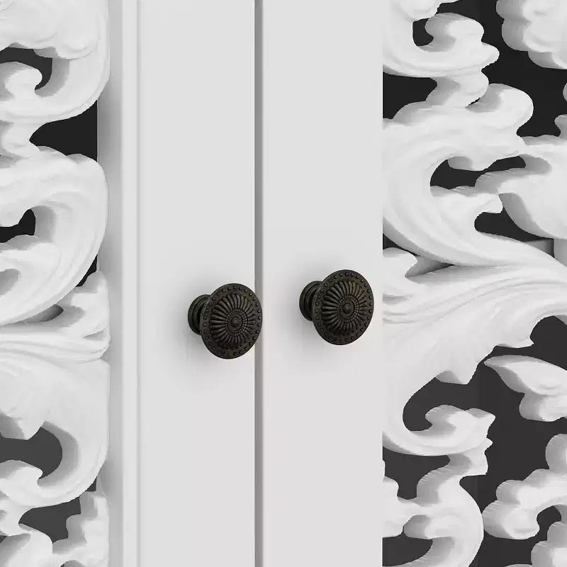 Famapy Meuble d'appoint décoratif blanc avec motifs ajourés - Bibliothèque à portes sculptées