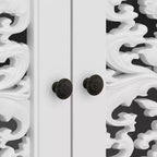 Famapy Meuble d'appoint décoratif blanc avec motifs ajourés - Bibliothèque à portes sculptées