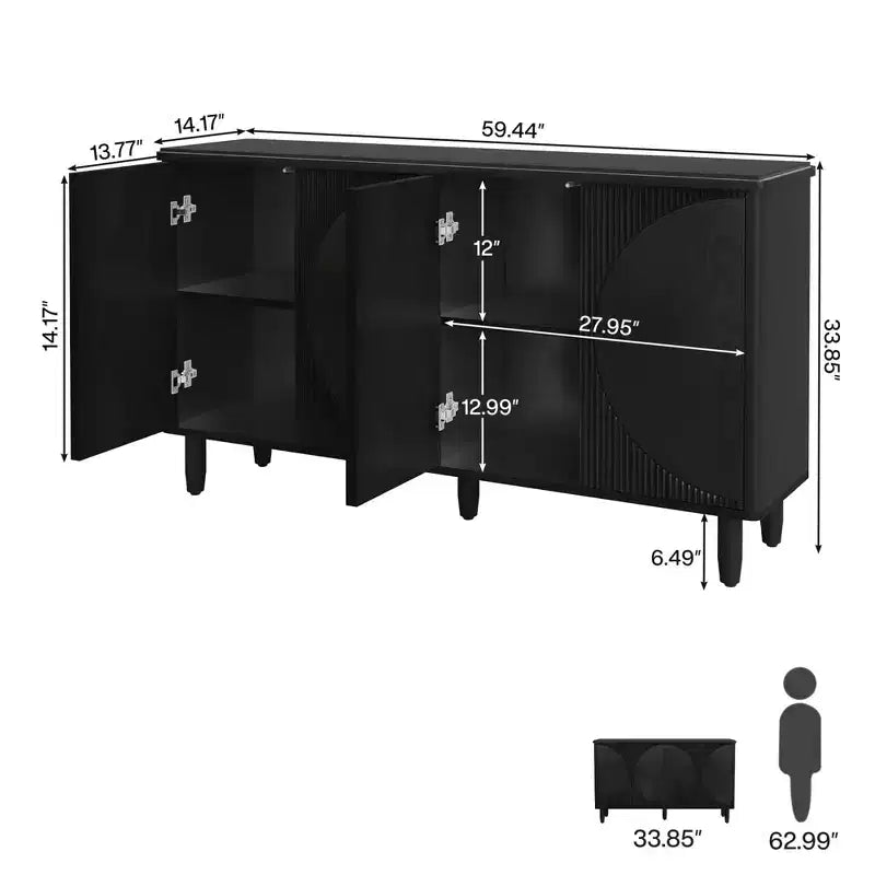 MAYEERTY Grand Buffet de Comptoir à 4 Niveaux pour Vaisselle et Ustensiles