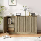 Buffet 4 portes Accent, crédence moderne cannelée avec portes et étagères, console de rangement en bois, pour salon, entrée, couloir