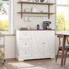 Mobile Buffet da Fattoria 42" con Contenitore, Mobile Bar per Caffè con 3 Cassetti, Credenza per Cucina Sala da Pranzo Soggiorno, Bianco