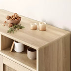Buffet de rangement 36 po H, meuble de cuisine en rotin avec 2 portes/étagères, meuble d'appoint moderne pour salle à manger, salon, entrée, couloir, café-bar