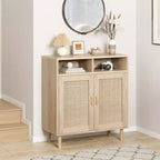 Buffet de rangement 36 po H, meuble de cuisine en rotin avec 2 portes/étagères, meuble d'appoint moderne pour salle à manger, salon, entrée, couloir, café-bar
