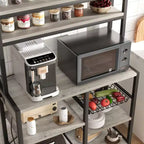 Étagère de Boulanger à 6 Niveaux avec Prise Électrique, Support de Micro-ondes et Table de Bar à Café pour le Rangement des Épices et des Casseroles de Cuisine